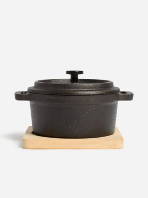 Jet Home Mini Cast Iron Pot & Bamboo Tray