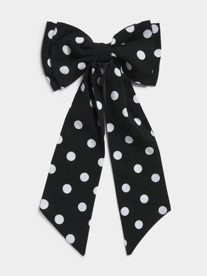 Women's Black Polko Dot Oversized Bow