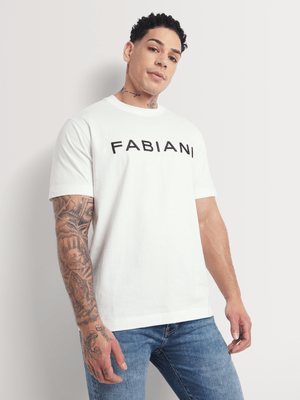 Fabiani Men's White Embroidered Logo T-shirt