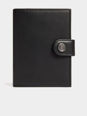 Fabiani Men's Black Pebble Leather Passport Wallet