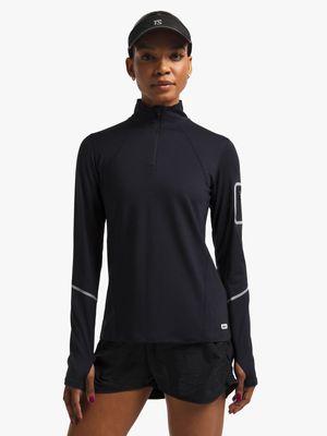 Womens TS Technical 1/4 Zip Black Top