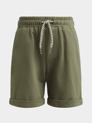 Younger Boy's Green Textured Shorts