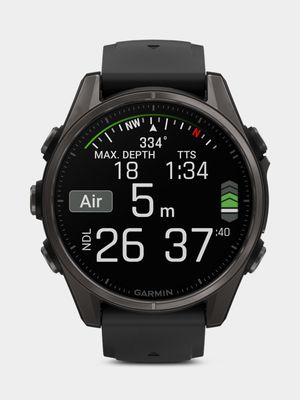 Garmin Fenix 8 43mm Sapphire, Carbon grey DLC titanium with Black/pebble grey silicone band