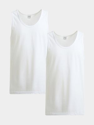 Jet Men's White 2 Pack Cellular Vests