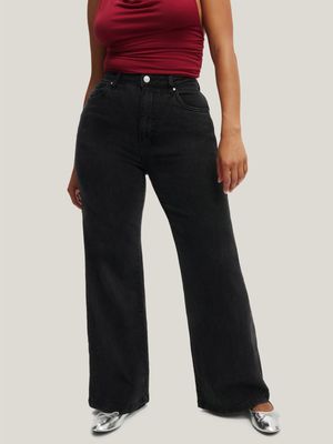 Women's Cotton On Black Curvy Stretch Wide Jeans