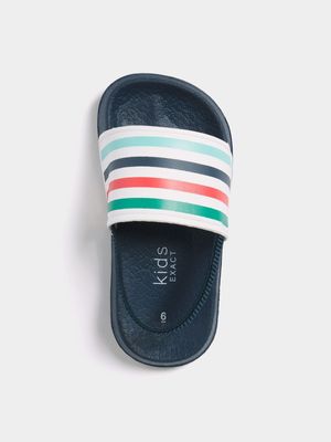 Younger Boy's Blue, Green & Red Striped Slides