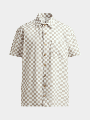 Jet Younger Boys Cream/Stone Checkered Shirt