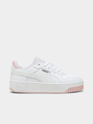 Junior Grade-School Puma Carina Street White/Pink/Silver Sneakers