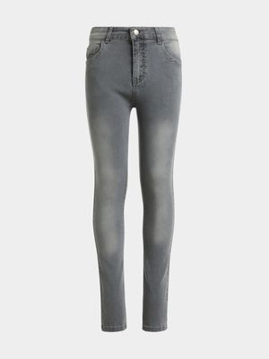 Younger Boy's Grey Skinny Jeans