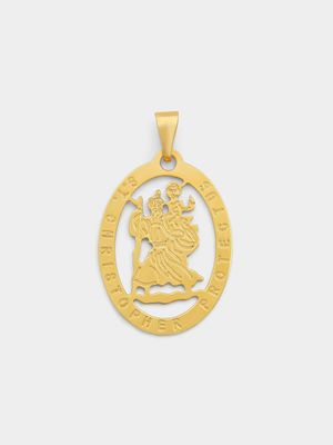 Yellow Gold & Sterling Silver St. Christopher Pendant