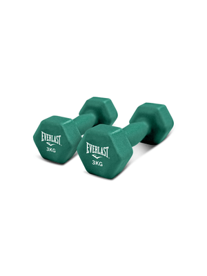 Everlast 2 x 3kg (6kg) Vinyl Green Dumbbell Set - weights