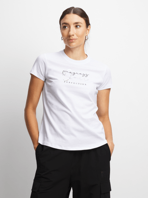 Womens TS Progress Graphic White Tee