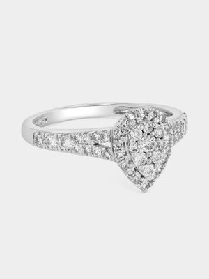 White Gold 0.5ct Lab Grown Diamond Pear Halo Ring