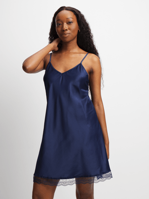 Jet Women's Navy Satin Chemise Top