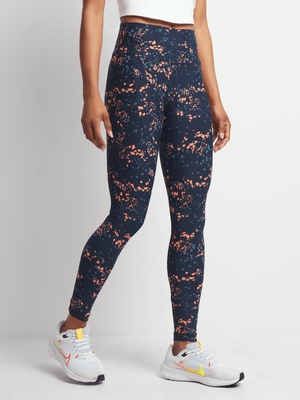 Womens TS Flex Fitness All Over Print Navy/Coral Tights