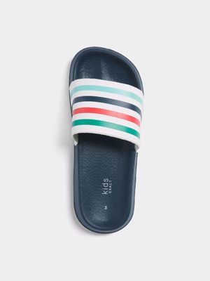 Older Boy's Blue, Green & Red Striped Slides