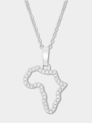 Sterling Silver Cubic Zirconia Africa Pendant