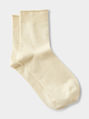 Women's Cotton On Gold Sparkle Mid Crew Socks