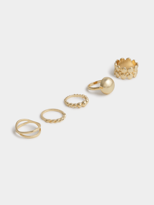 5 Pack Pearl Dome Stud Rings