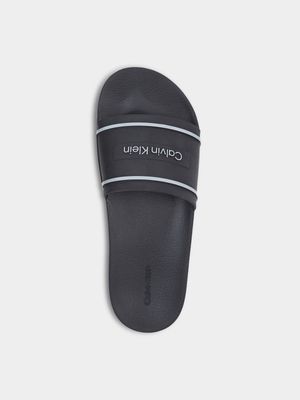 Women's Calvin Klein Black Deboss Logo Tpu Pool Slides