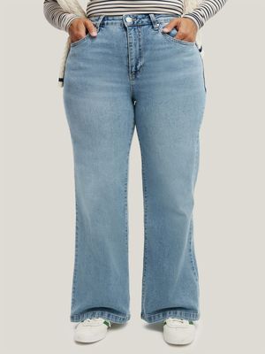 Women's Cotton On Blue Curvy Stretch Wide Jeans