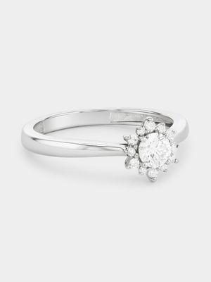 White Gold 0.3ct Lab Grown Diamond Snowflake Halo Ring