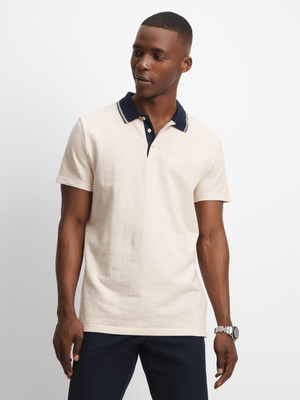 Jet Men's Cream/Navy Golf Shirt