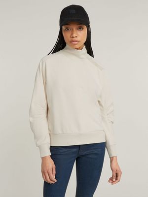 G-Star Women's Asymmetric Button Mock White Sweater