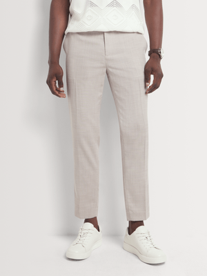 Men's Markham Smart Slim Tapered Textured Stone Trousers