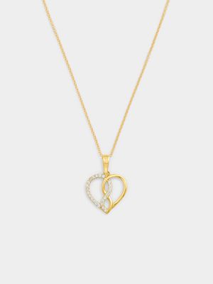 9ct Yellow Gold Cubic Zirconia Infinity Heart Pendant