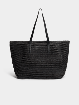 Jet Women's Black Straw Tote Bag