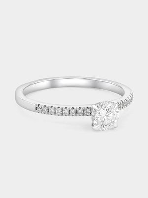 White Gold 0.6ct Lab Grown Diamond Pavé Solitaire Ring