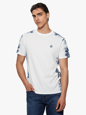 Men's Guess White Bsc Watercolor Palms T-Shirt