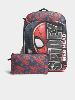 Jet Boys Red/Black Spiderman School Backpack