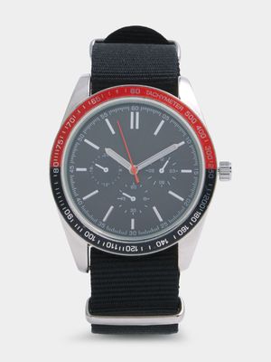 Men's Black & Silver Watch