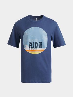 Older Boy's Blue Graphic Print T-Shirt