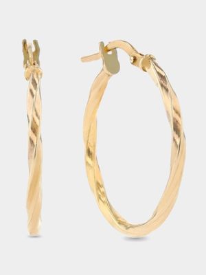 Yellow Gold & Sterling Silver Small Twisted Hoop Earrings