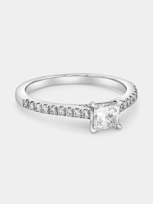 White Gold 0.7ct Lab Grown Diamond Princess Pavé Ring