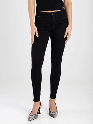 Women's Sissy Boy Black Mid-Waist Basic Skinny Jeans