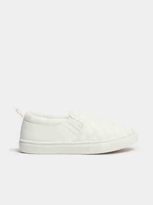 Jet Toddler Girls White Quilted Slip On Sneaker