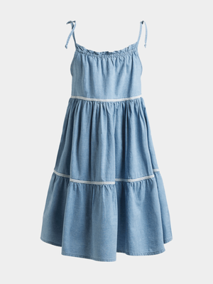 Jet Older Girls Blue Denim Tiered Dress