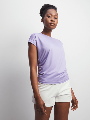 Womens TS Rouched Lilac Performance Tee