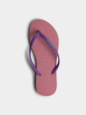 Women's Havaianas Slim Logo Pop Up Macarn Pink Flip Flops