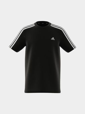 Boys adidas 3 Stripes Black Tee