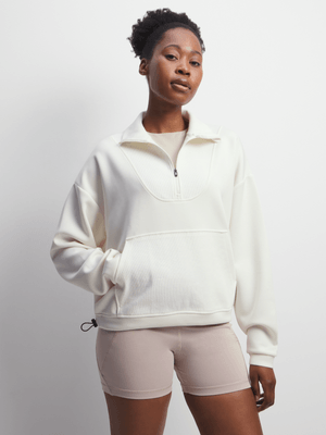 Womens TS 1/2 Zip Milk Funnel Sweat Top