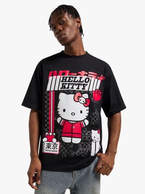 Unisex Black Hello Kitty Racing Graphic Top