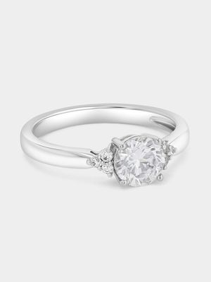 Cheté Sterling Silver Cubic Zirconia Solitaire Trio Ring