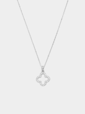 Sterling Silver Cubic Zirconia Cut-Out Clover Pendant