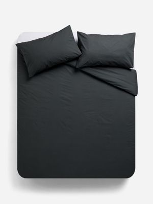 Jet Home Charcoal Percale Duvet Cover Set