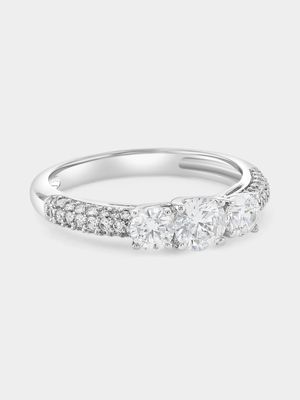 Cheté Sterling Silver Cubic Zirconia Trilogy Pavé Dome Ring